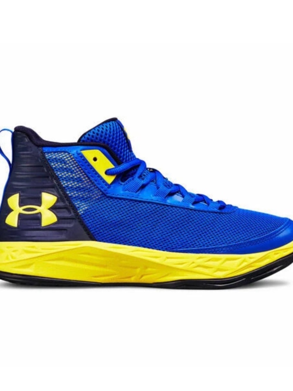 Under Armour Jet Grade School Boys Basketball Shoe Sz 3Y Blue/Yellow Lightweight